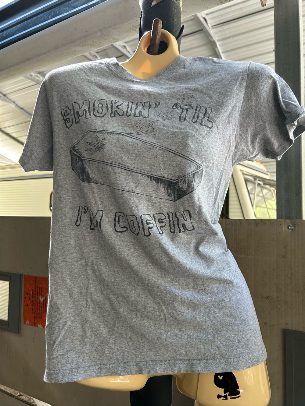 Smokin' 'Til I'm Coffin Graphic Tee - Gray